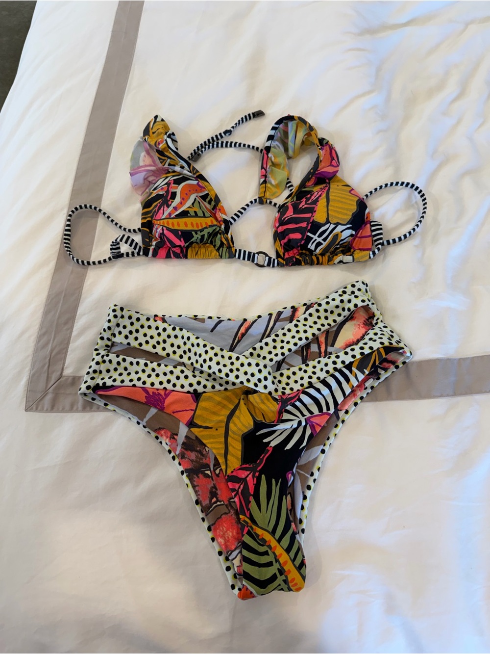 Maaji Multicolor Tropical Leaf & Polka Dot Bikini
